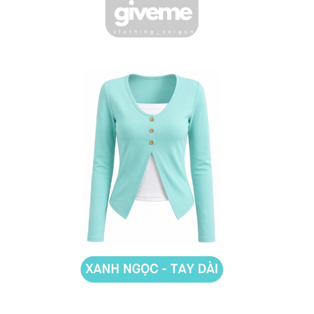 Áo thun tay dài phối cardigan 3 cúc - CDGD3CUC