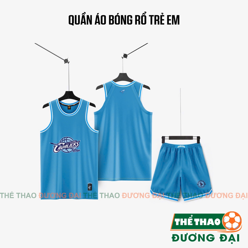Quần Áo Bóng Rổ Trẻ Em Cavaliers Biển Thun Mè Cao Cấp Thoáng Khí Thể Thao Đương Đại