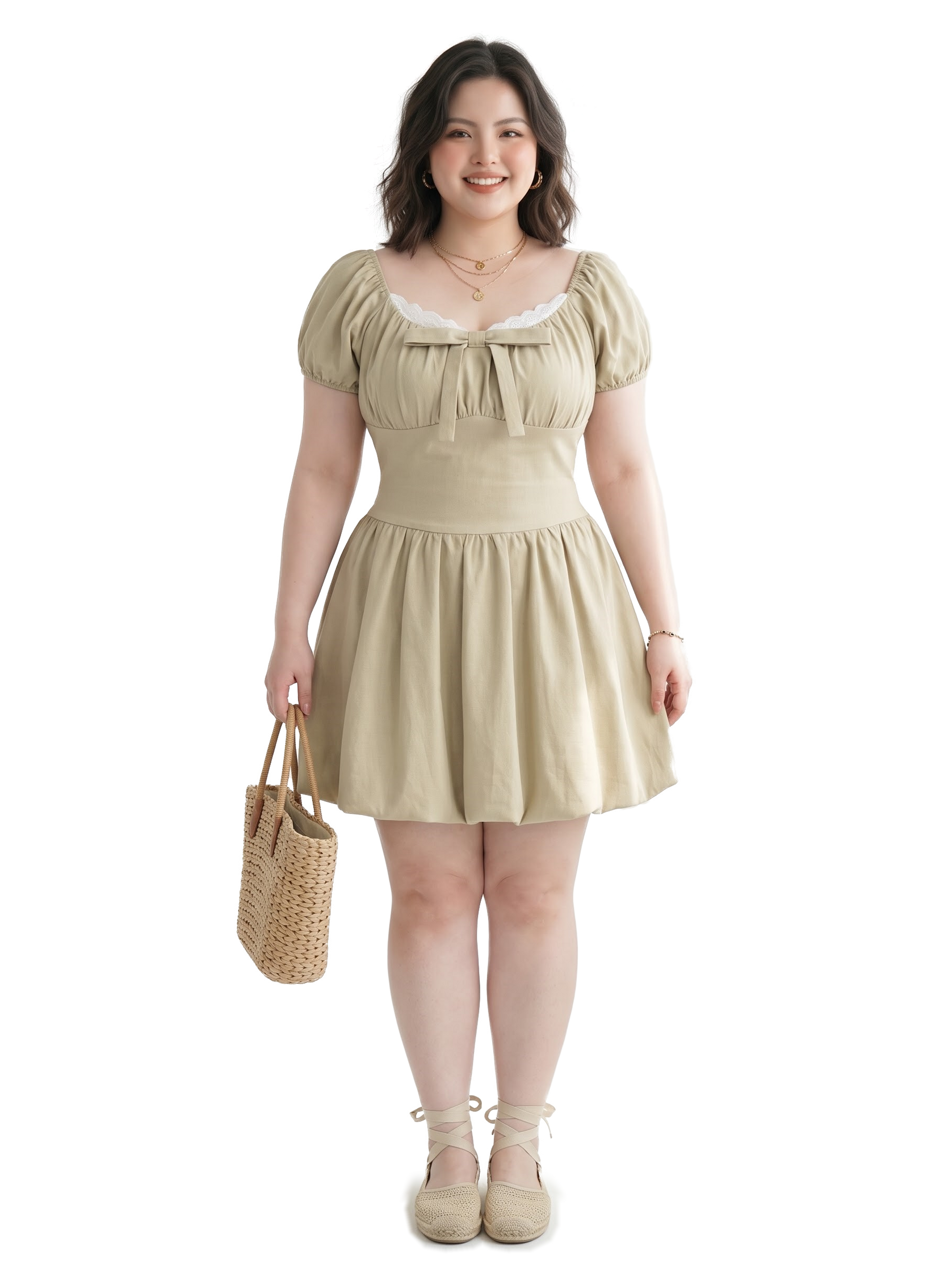 BIGSIZE NỮ - Đầm bí kiểu phối ren dành cho nàng béo 55-90kg V-DA220