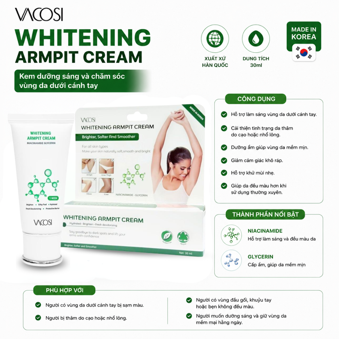 Kem sáng vùng da dưới cánh tay Vacosi Whitening Armpit Cream 30ml_thumbnail_2