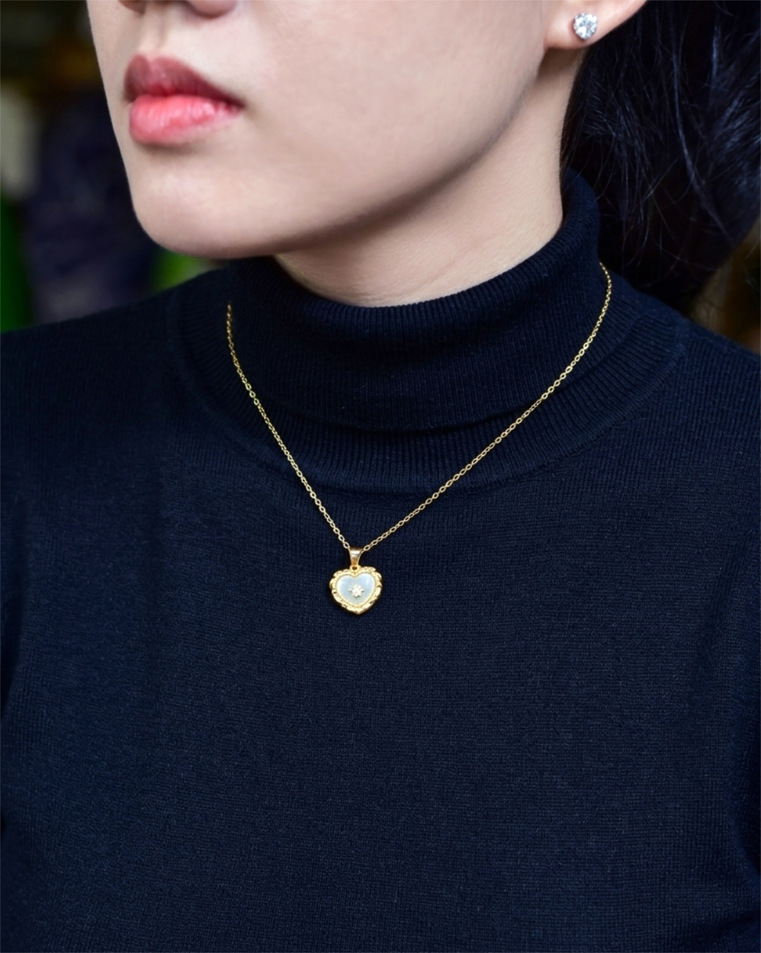  Dây chuyền Celestial Heart - Bạc 925 mạ vàng 18K, khảm xà cừ đính đá Zircon_thumbnail_5