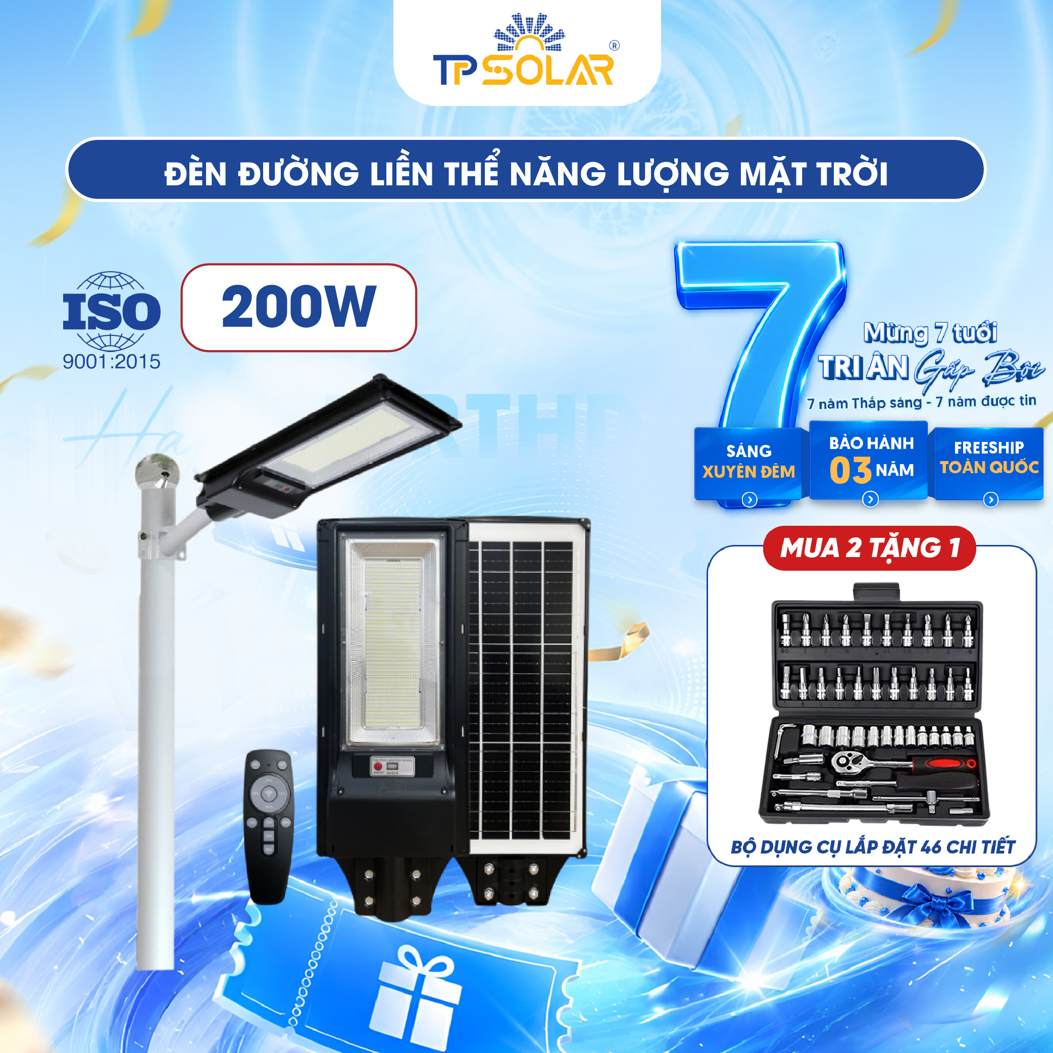 Đèn đường liền thể năng lượng mặt trời TP SOLAR LT01