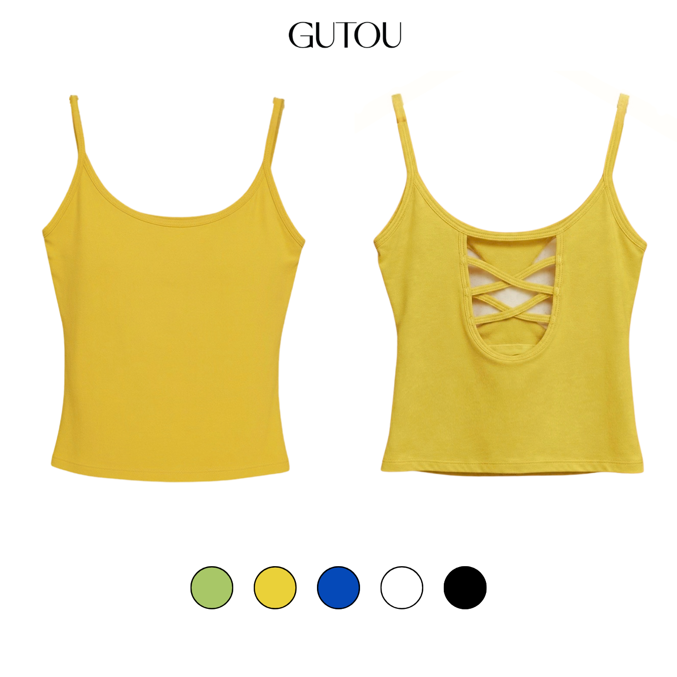 [ GUTOU ] Áo Hai Dây Ôm Body Lưng Dây Đan Chéo Crossback Top