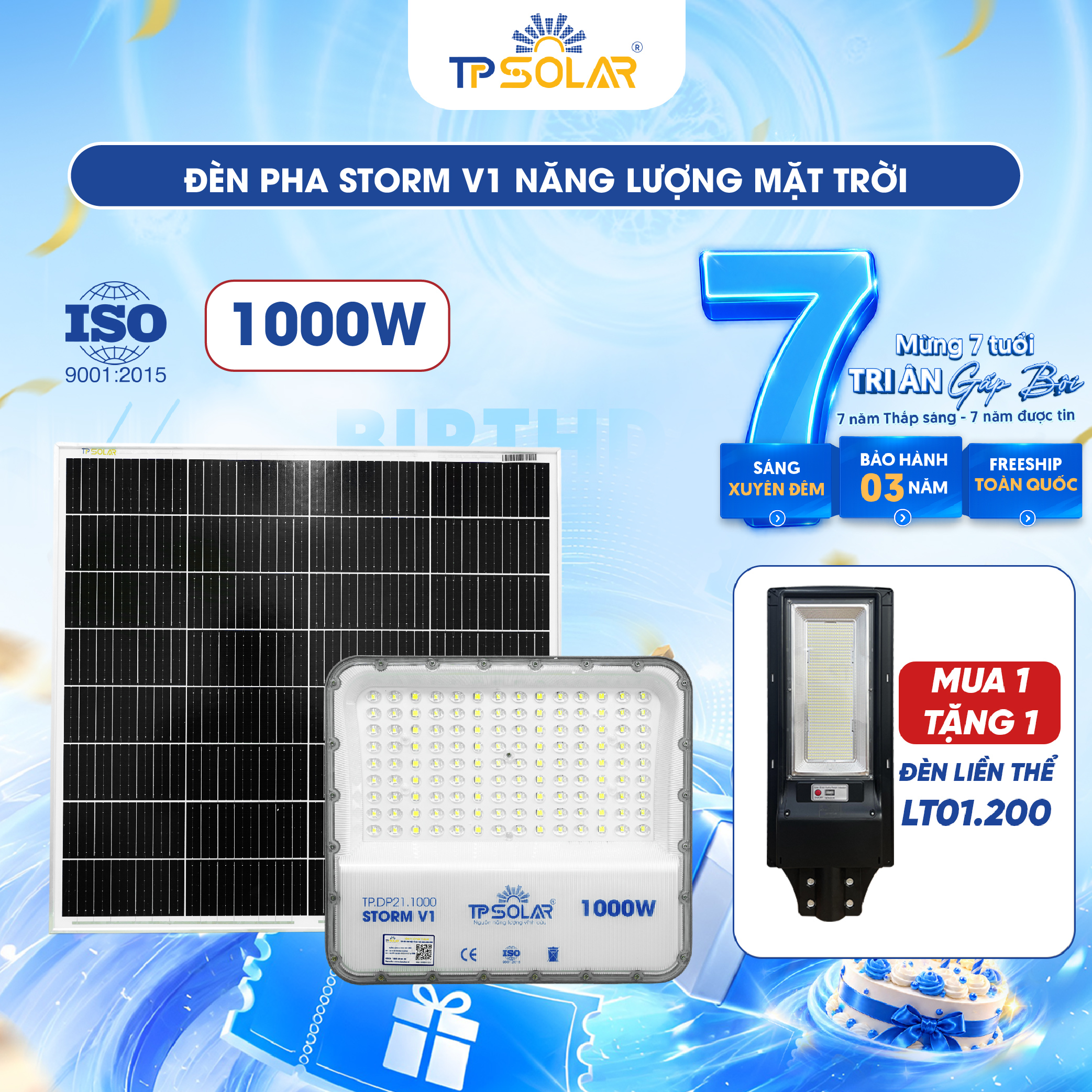 Đèn pha STORM V1 năng lượng mặt trời TP SOLAR PRO DP21