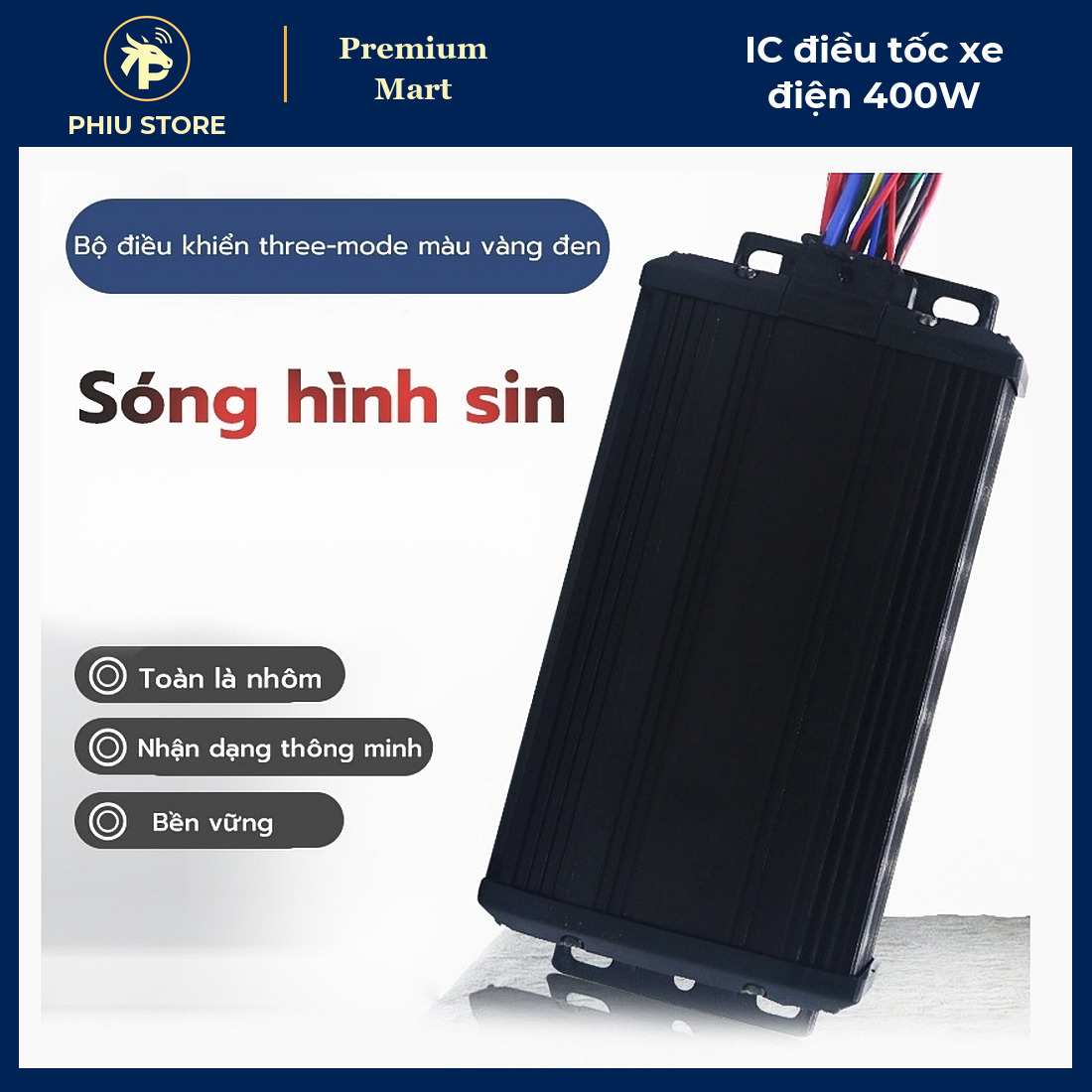IC Điều Tốc Xe Điện 400W 36V 48V - Bộ Điều Khiển Động Cơ Không Chổi Than Vỏ Nhôm Sóng Sin - PHIU STORE_thumbnail_3
