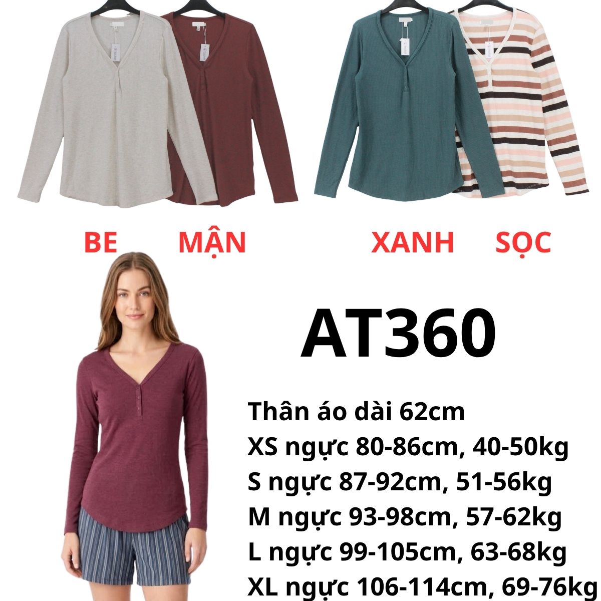 AT360 - Áo thun TD cổ V nút