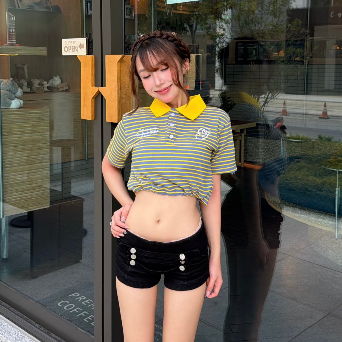 Áo Polo Crop Nữ GUPO Form Fit Thun Gân Co Giãn Dây Rút Gấu Áo Local Brand - PLS03_thumbnail_2