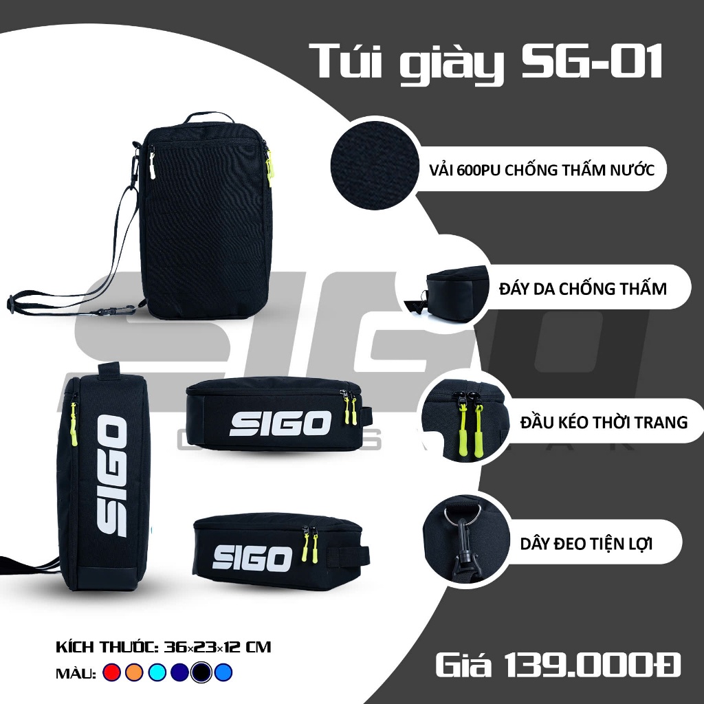 Túi Đựng Giày Hộp Sigo SG01 Kiểu Dáng Năng Động Chống Nước Nhẹ Thể Thao Đương Đại