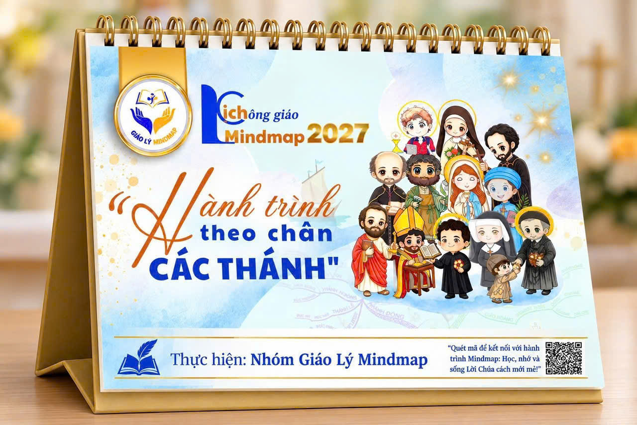 Lịch để bàn Công giáo Mindmap 2027 - CHỦ ĐỀ: HÀNH TRÌNH THEO CHÂN CÁC THÁNH