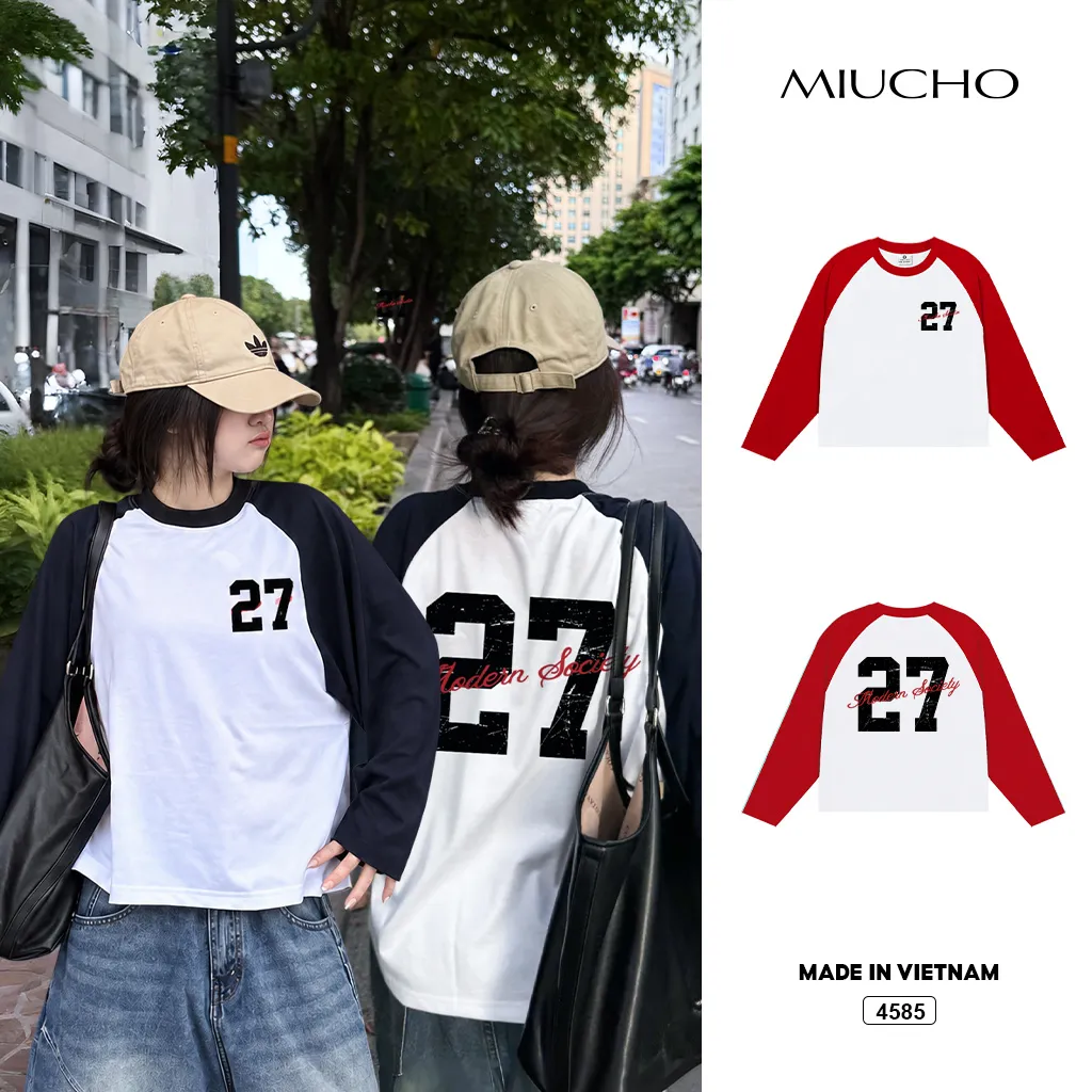 Áo thun nữ tay dài boxy Miucho phong cách thể thao 4585_thumbnail_1