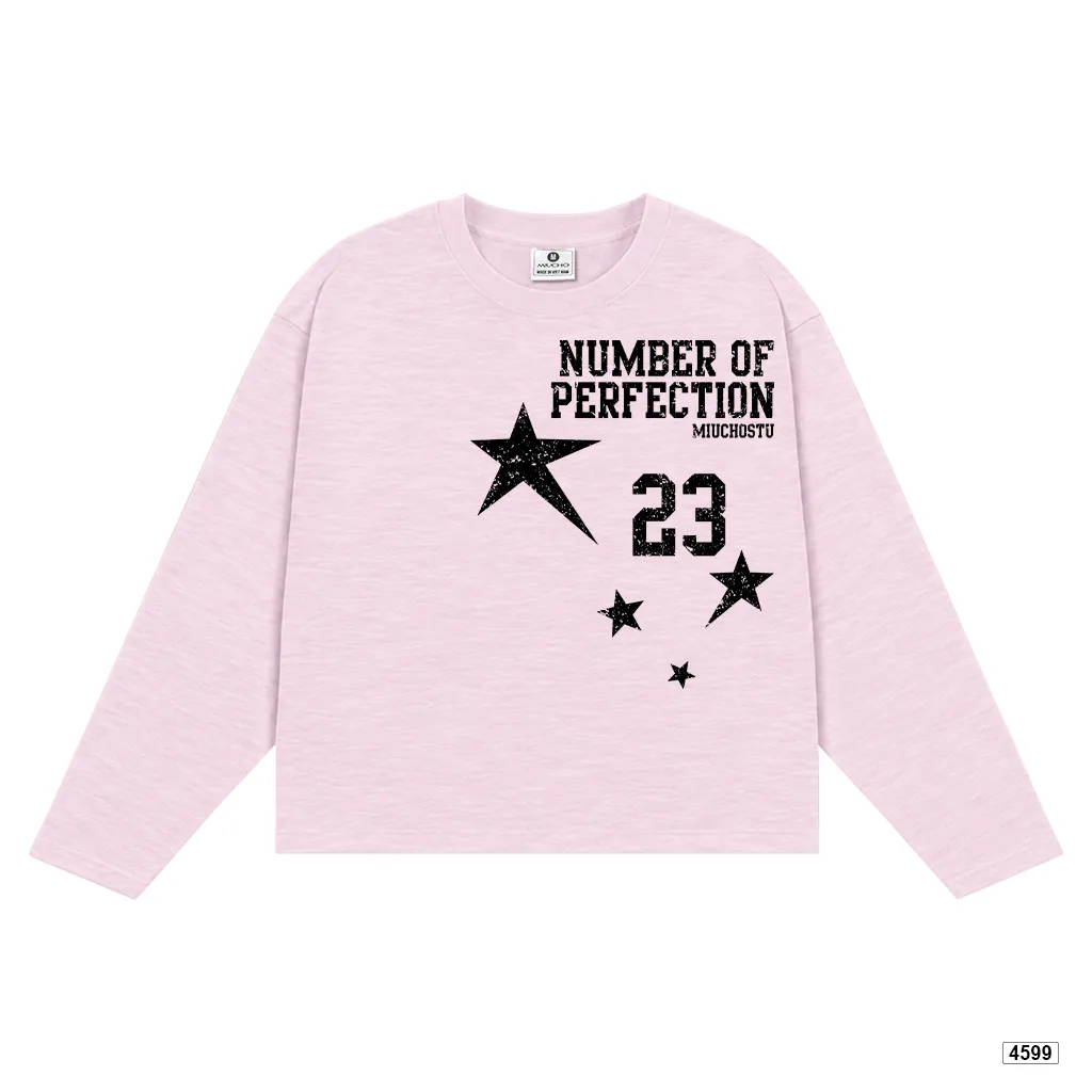 Áo thun nữ boxy tay dài chất cotton xước Miucho hình ngôi sao phong cách thể thao Mỹ 4599_thumbnail_9