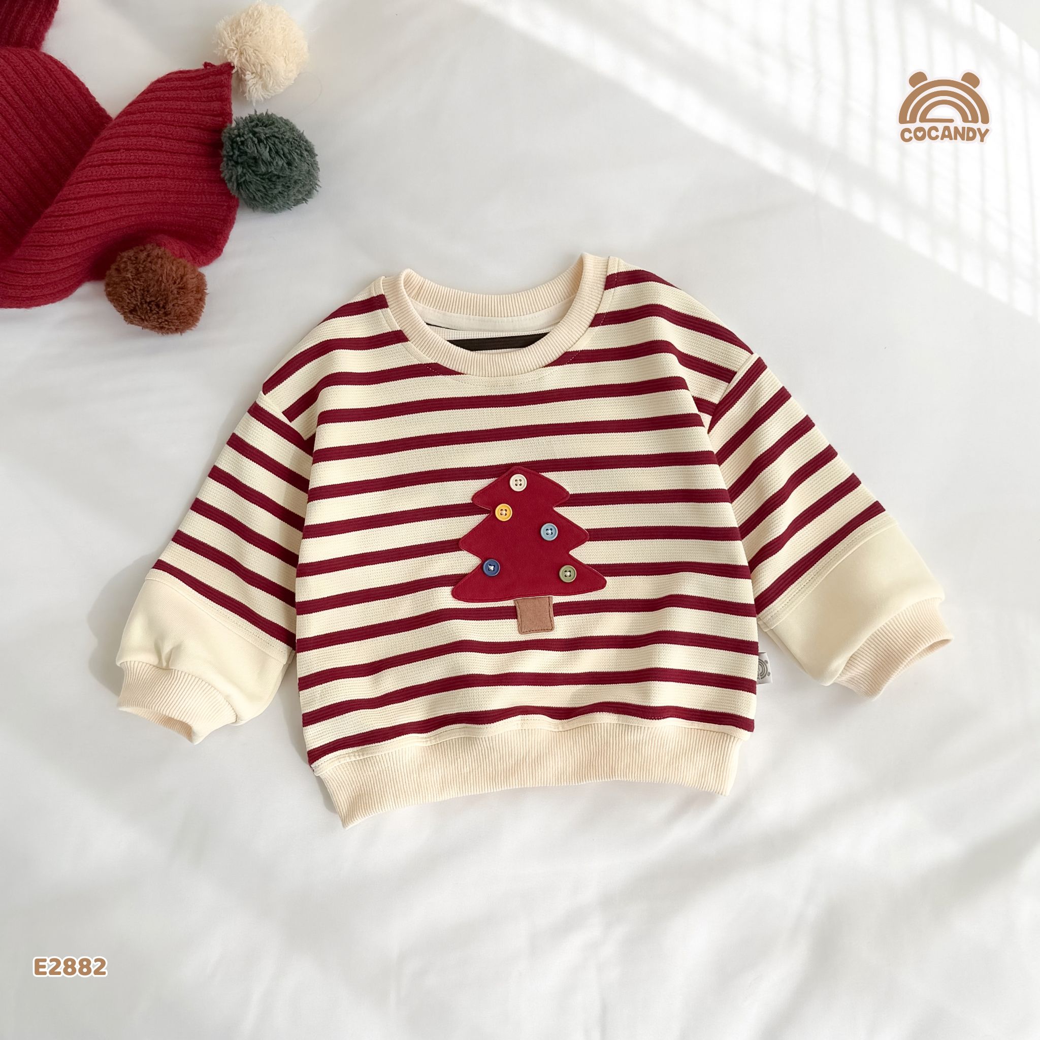 Áo dài kẻ ĐỎ BE hình cây thông_thumbnail_1