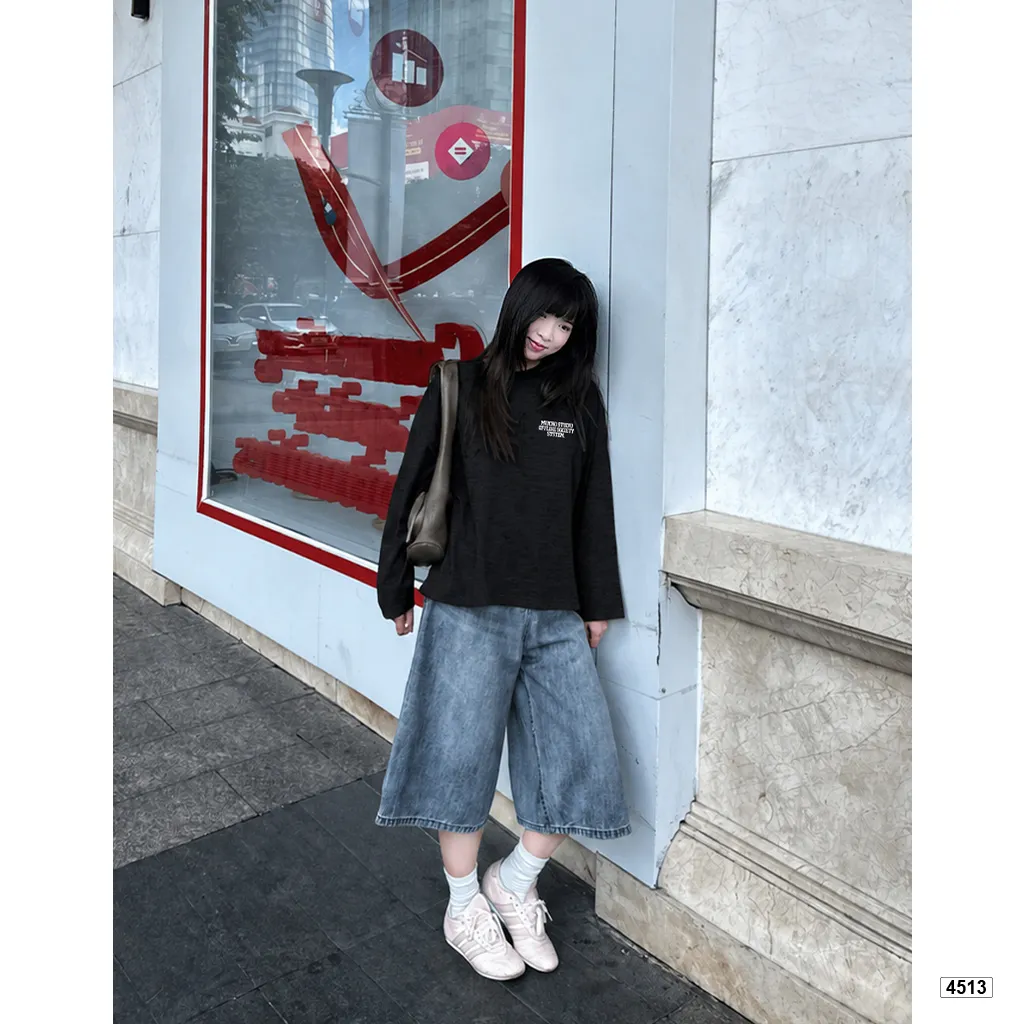 Áo thun dài tay cotton xước Miucho phong cách đường phố 4570_thumbnail_5