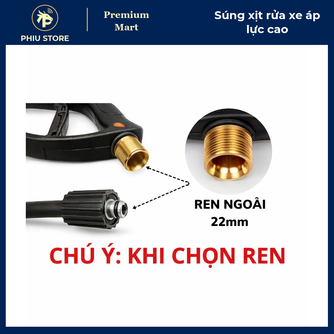 Súng Xịt Rửa Xe Áp Lực Cao, Chọn Súng Đỏ Hoặc Súng Đen, Có Bản Kèm Ống Nối Inox, Ren 22 mm Và 14 mm - PHIU STORE_thumbnail_4