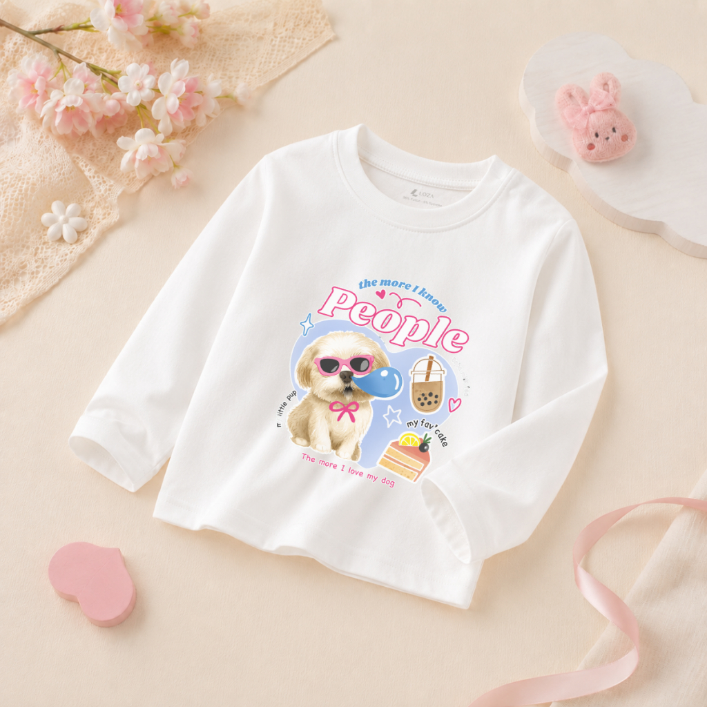 Áo thun dài tay bé gái in hình chú cún dễ thương - Loza Kids  KT011_thumbnail_6