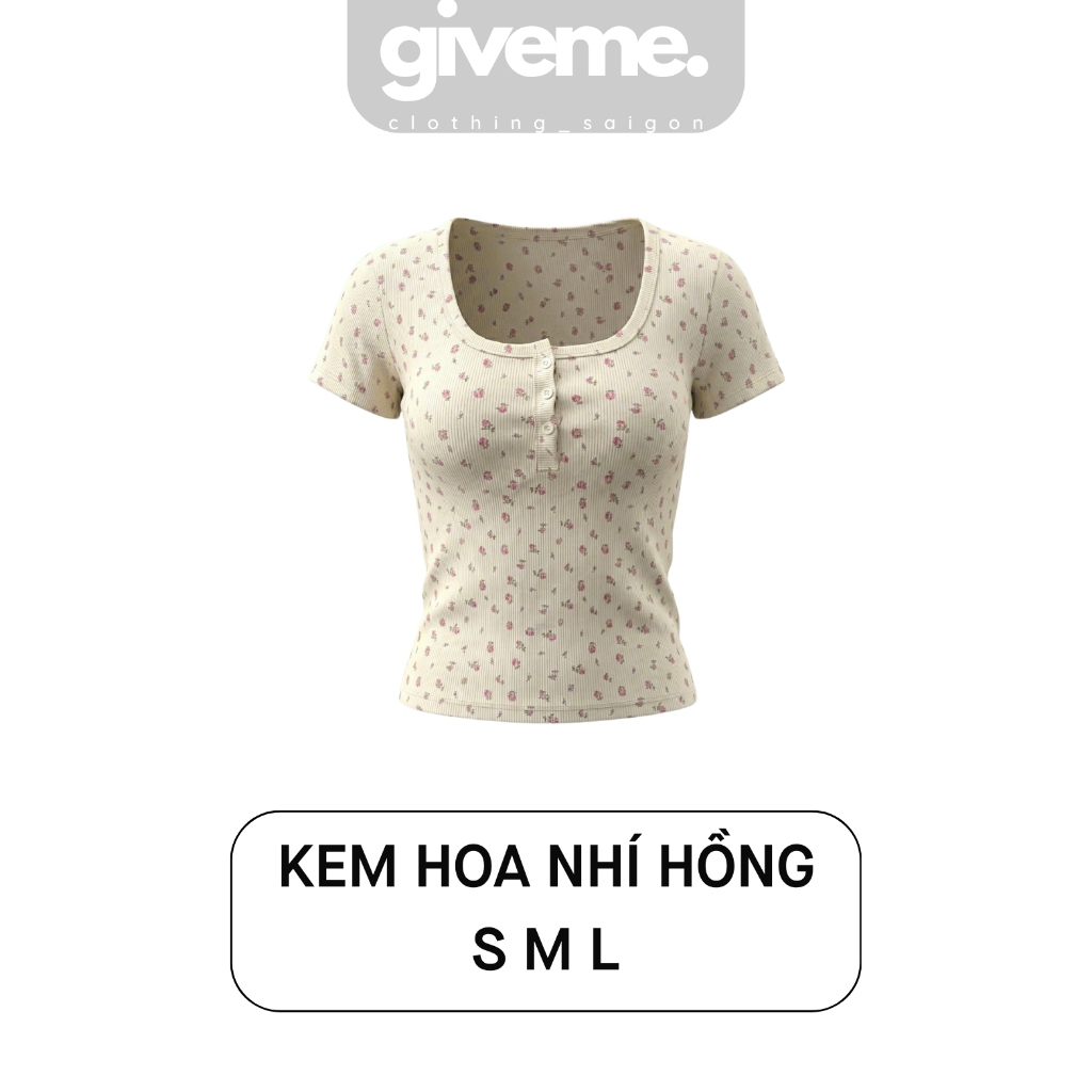 Áo thun cổ trụ in hoa -TIH001