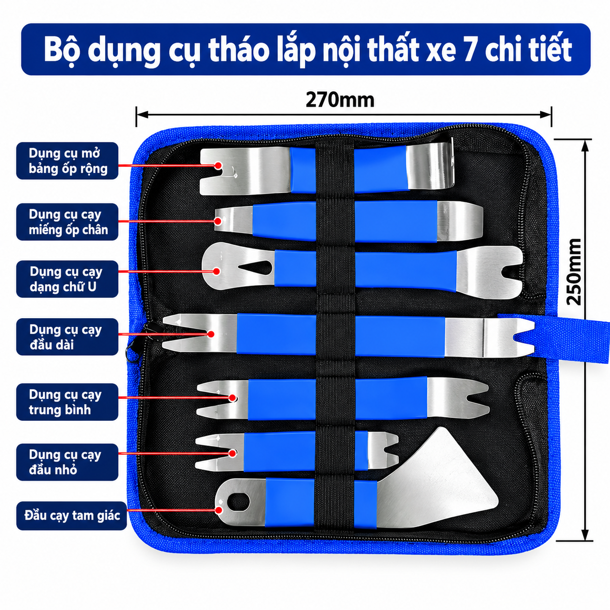 Bộ 7 dụng cụ tháo lắp nội thất ô tô, xe máy, chất liệu làm bằng thép không gỉ bền bỉ_thumbnail_1
