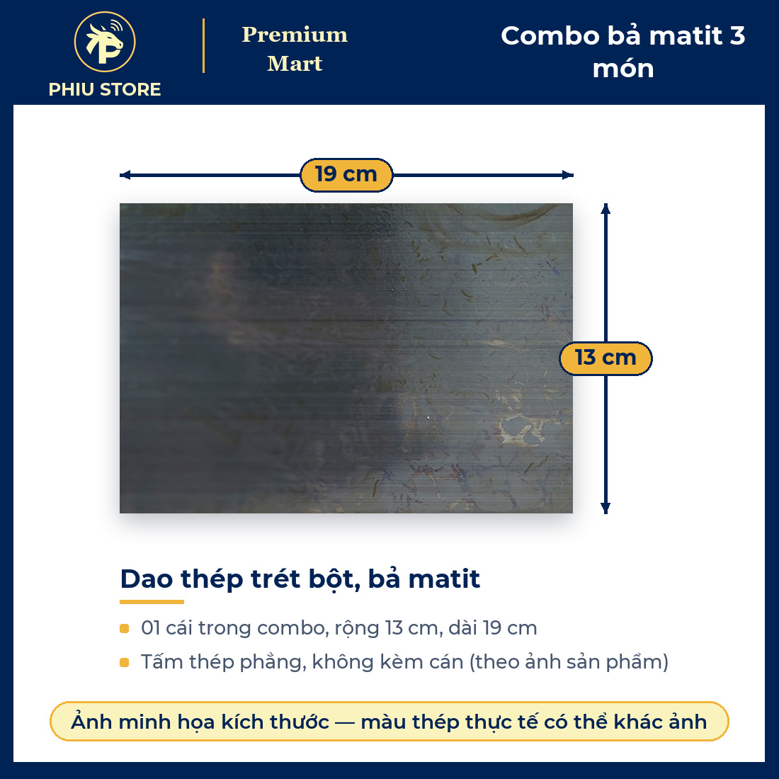 Combo Bả Matit 3 Món: 2 Dao Trét Cao Su Đen, Bay Trét Thép, Dao Thép 19 cm - Trét Bột, Trám Bề Mặt - PHIU STORE_thumbnail_6