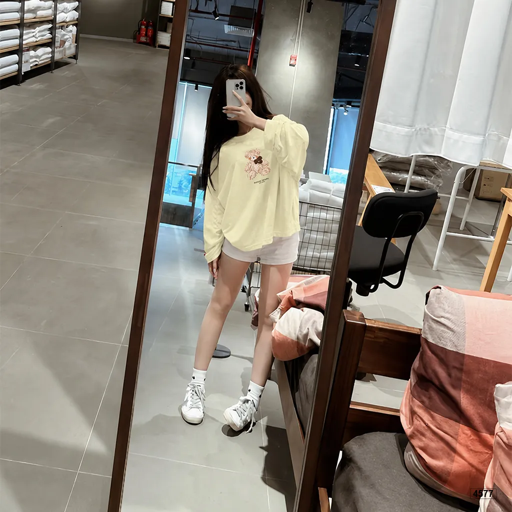 Áo thun nữ boxy tay dài Gấu Teddy dễ thương Miucho cotton xước 4577_thumbnail_5
