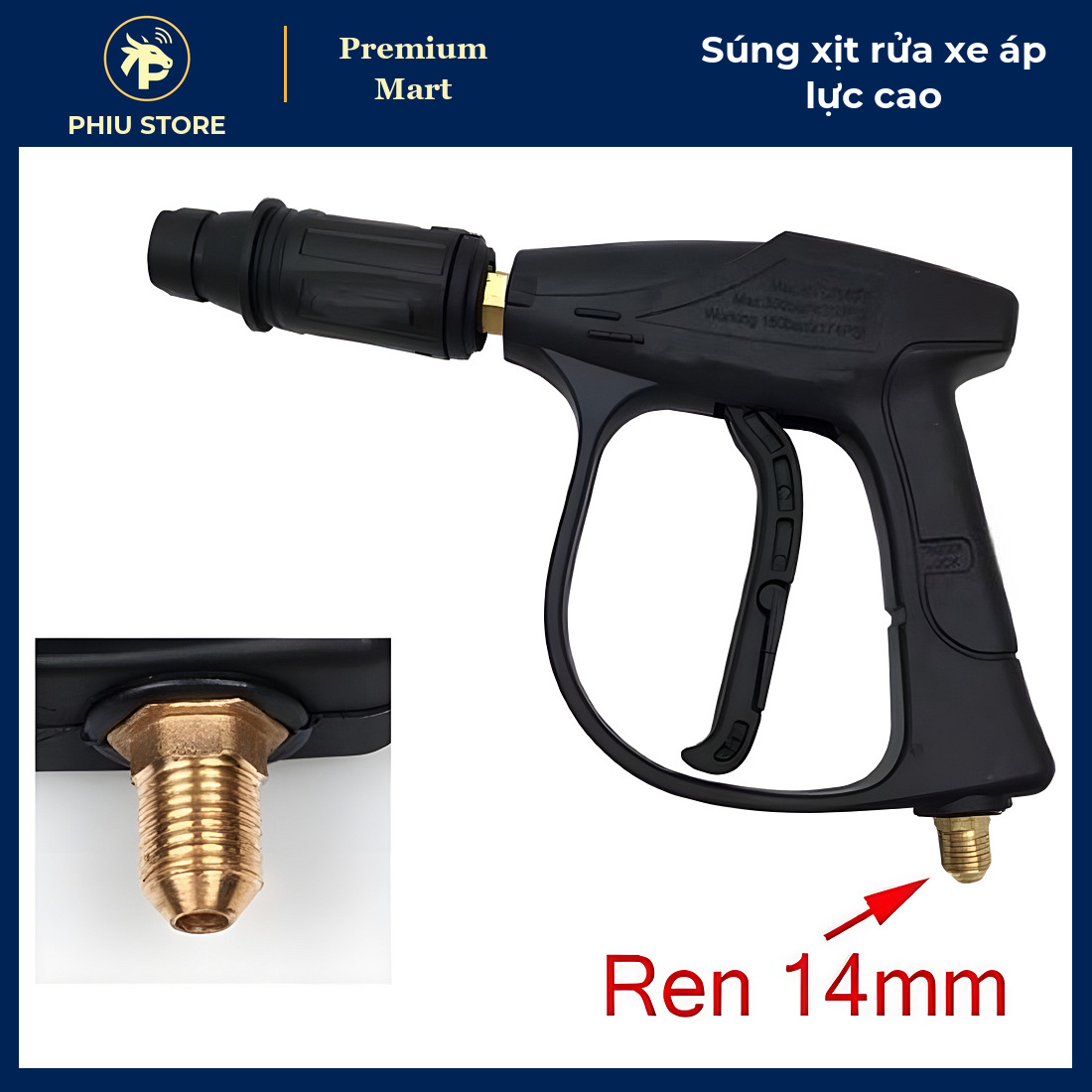 Súng Xịt Rửa Xe Áp Lực Cao Thân Nhựa ABS Ren 22 mm, 14 mm Có Chỉnh Tia, Có Bản Kèm Cần Nối Dài 20 cm - PHIU STORE_thumbnail_1