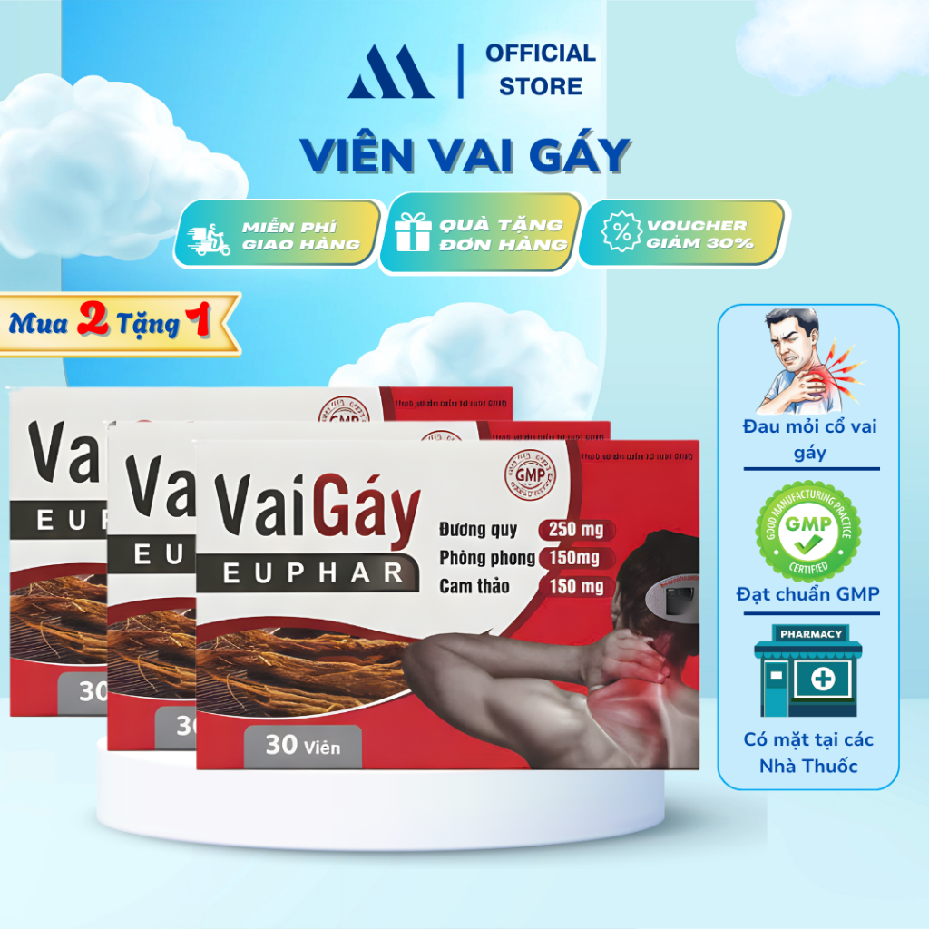 Thực phẩm bảo vệ sức khỏe VAI GÁY EUPHAR ( Hộp 3 vỉ x 10 viên )_thumbnail_1
