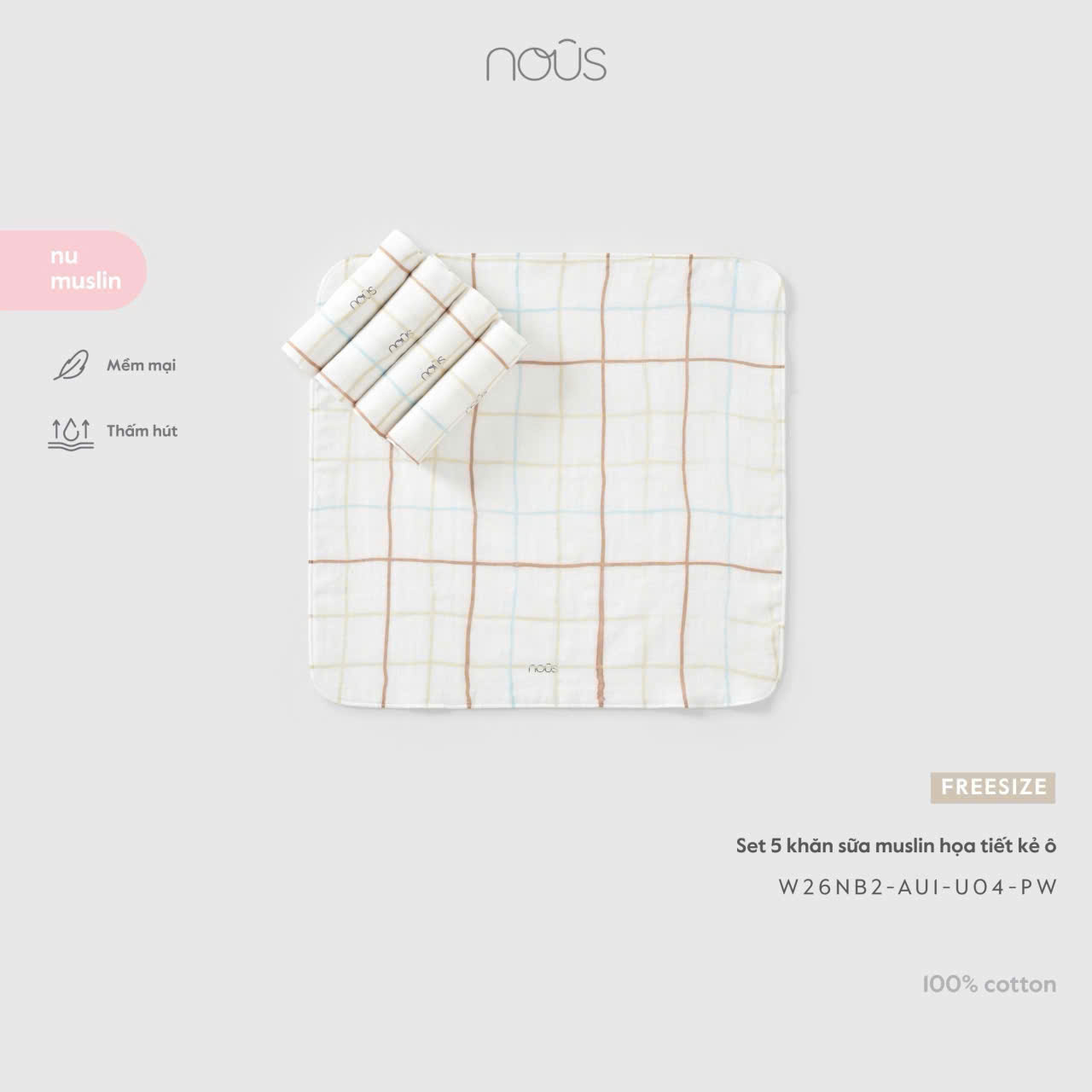 Set 5 khăn sữa muslin NOUS