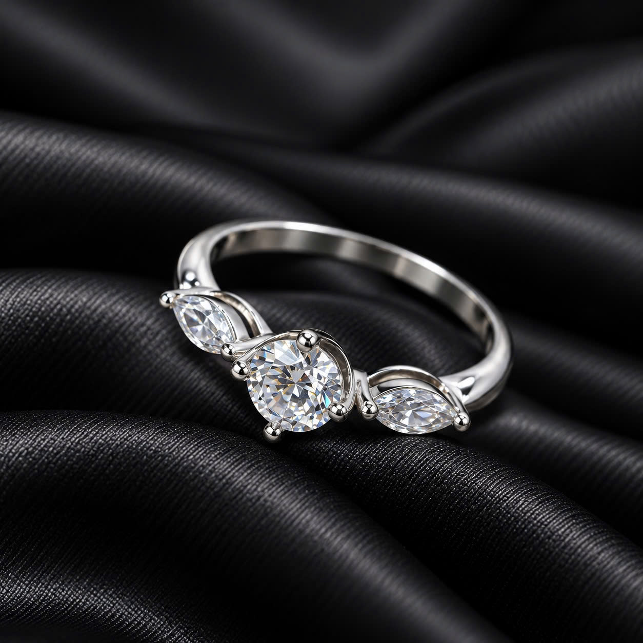 Nhẫn bạc 3 đá size 6