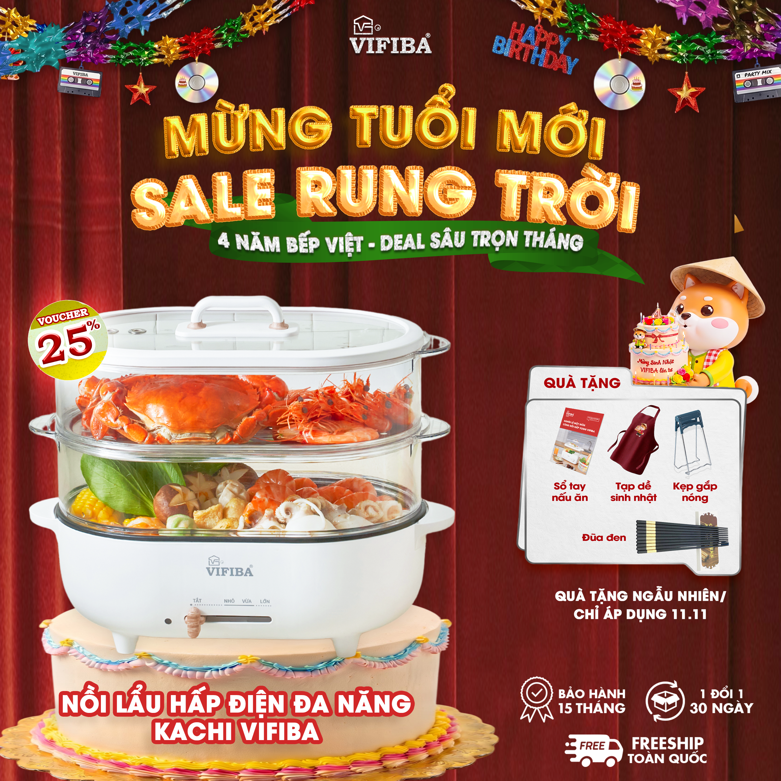 Nồi Lẩu Hấp Điện Kachi Vifiba 
