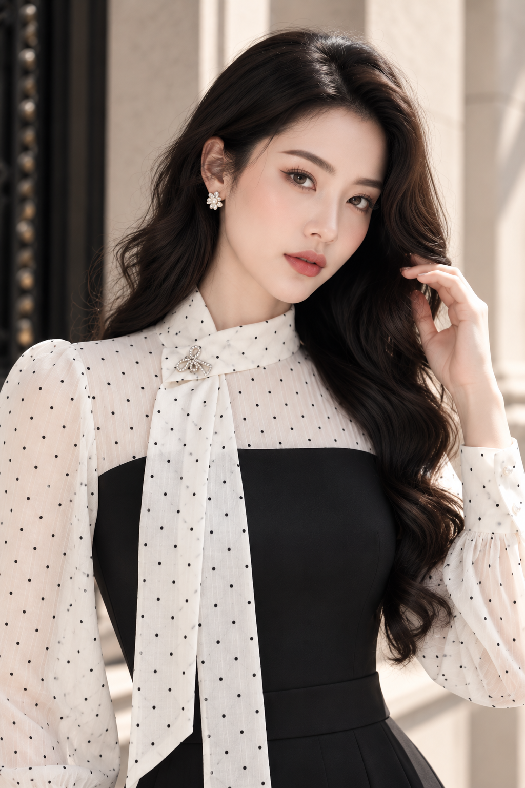 Đầm xòe phối đũi chấm bi 26208_thumbnail_3