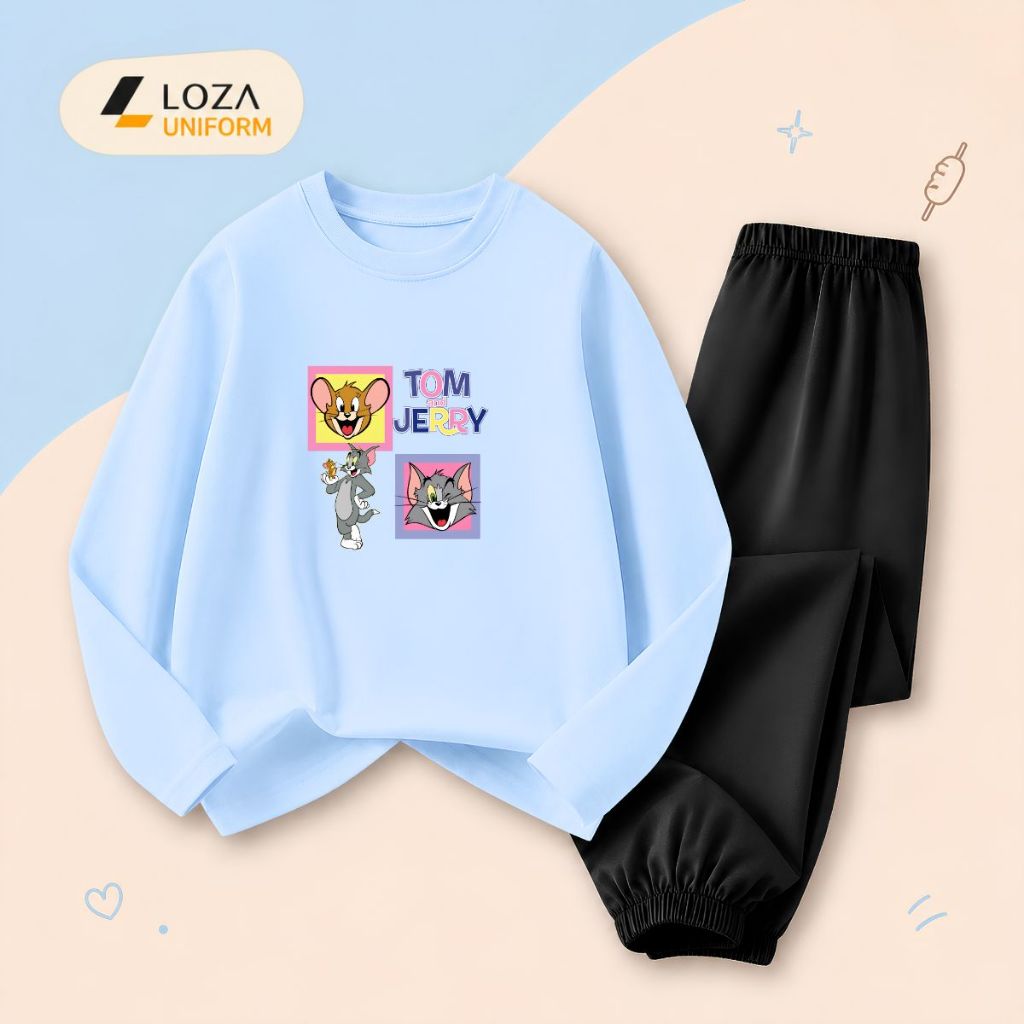 Set bộ Thu - Đông bé trai, bé gái in hình Tom & Jerry  - Loza BW780