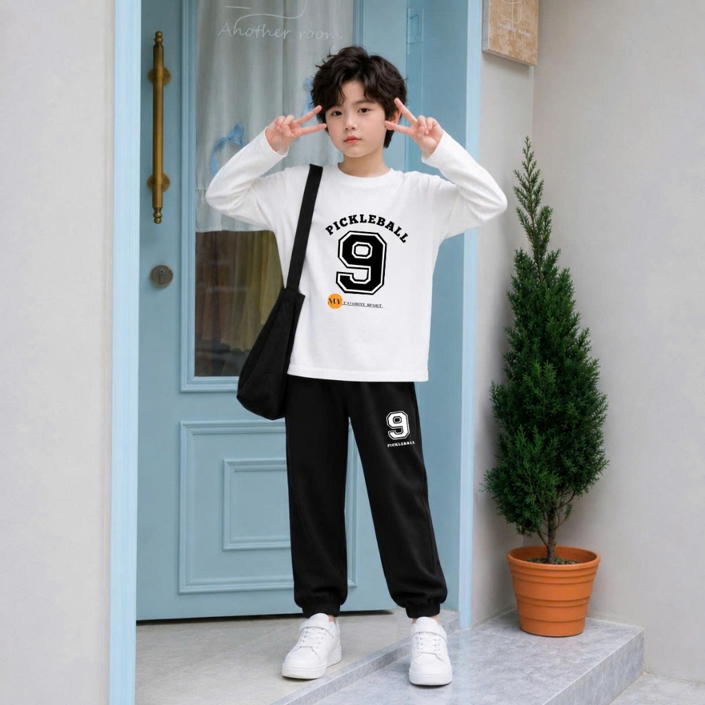 Set bộ Thu - Đông chất liệu cotton bé trai hình số 9 Pickleball - Loza Kids BW720_thumbnail_0