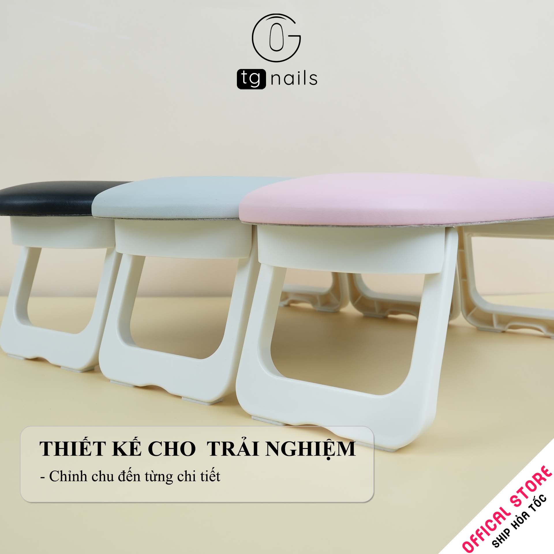 Kệ kê tay làm nail, model: H6, khung nhựa ABS, nhồi đệm bọc giả da PU, kích thước: (322*108*120)mm. Nhãn hiệu: TG Nails, mới 100%_thumbnail_5