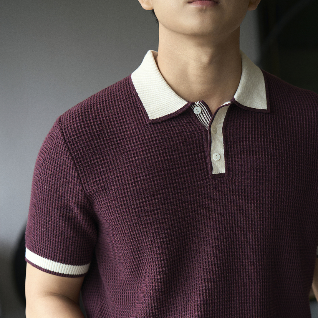 Áo Polo Dệt Kim Honeycomb Phối Bo Cổ_thumbnail_4