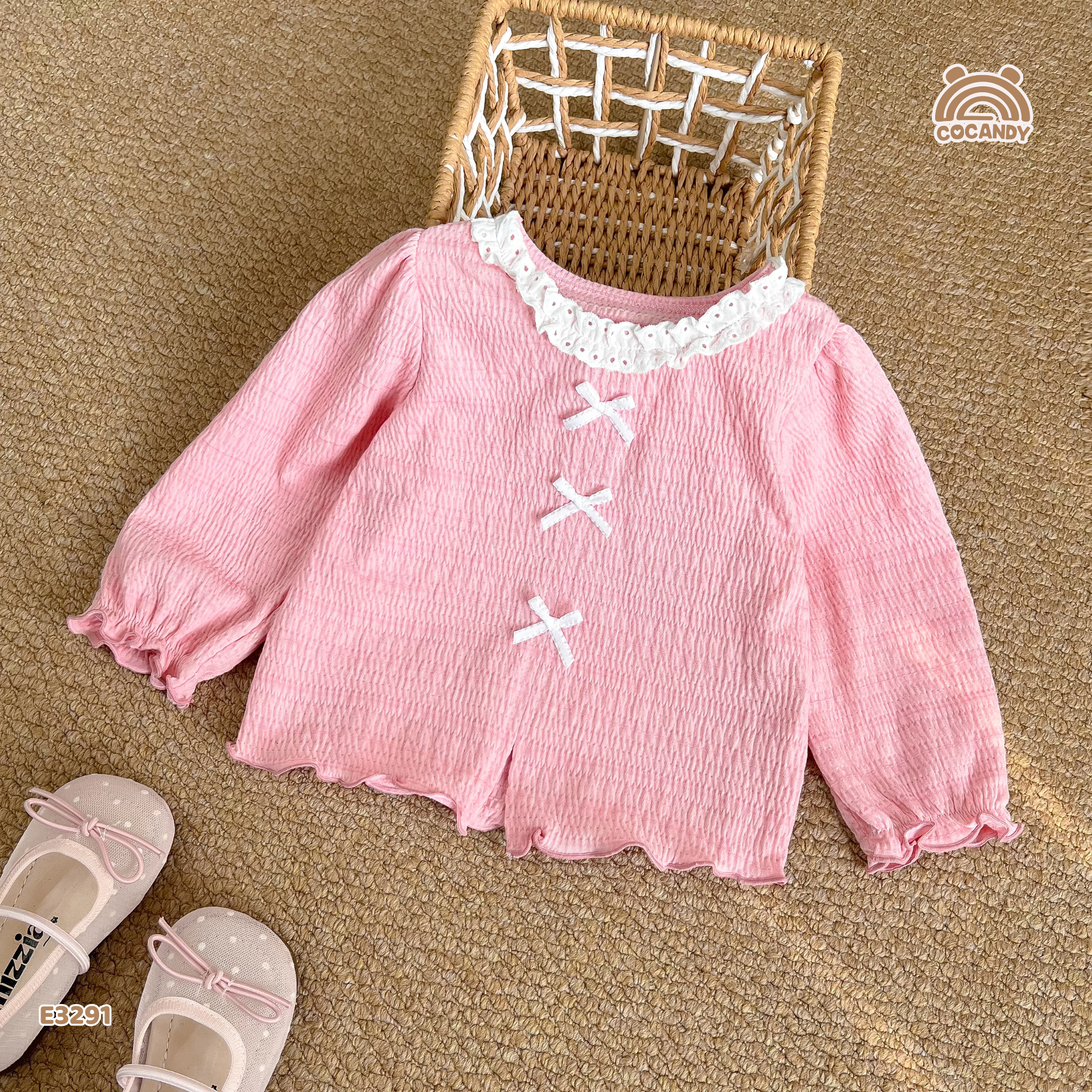 Áo dài HỒNG tay bồng phối nơ_thumbnail_5