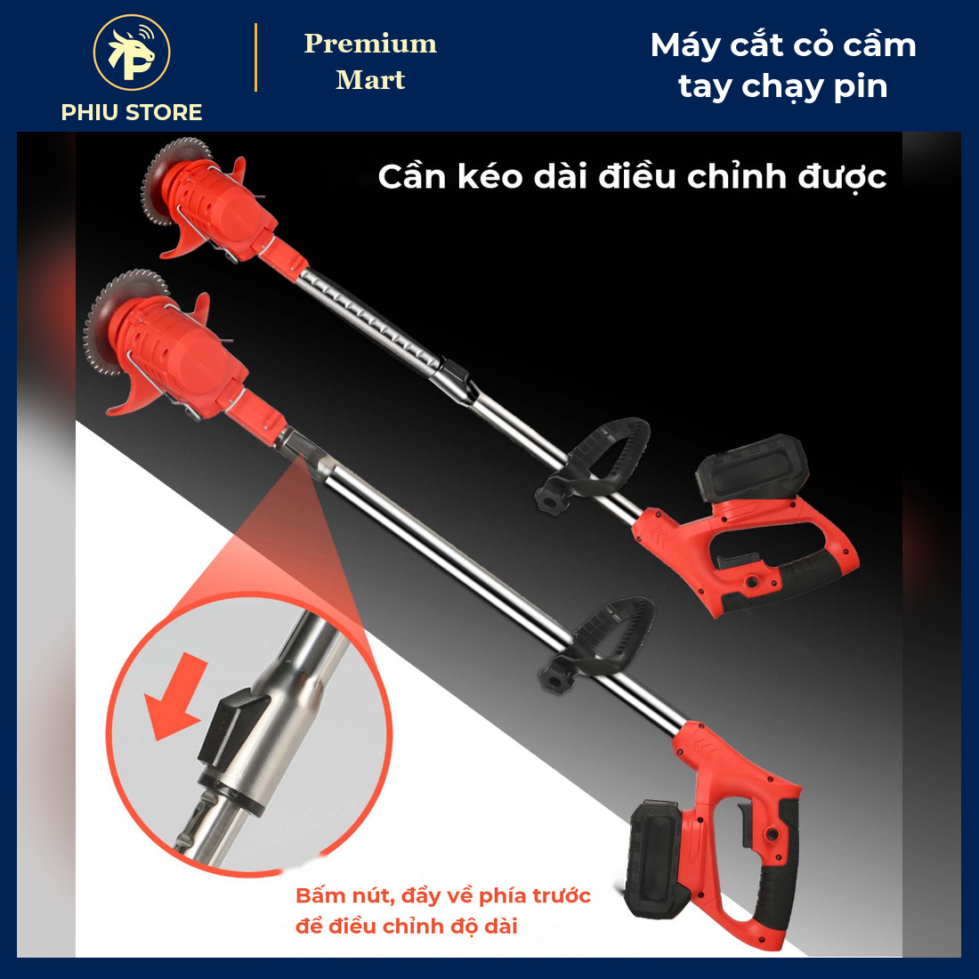 Máy Cắt Cỏ Cầm Tay Chạy Pin Không Dây Kèm 8 Lưỡi Cắt, Cần Kéo Dài 0–30 cm - Cắt Cỏ, Tỉa Bụi, Vườn Nhà - PHIU STORE_thumbnail_4