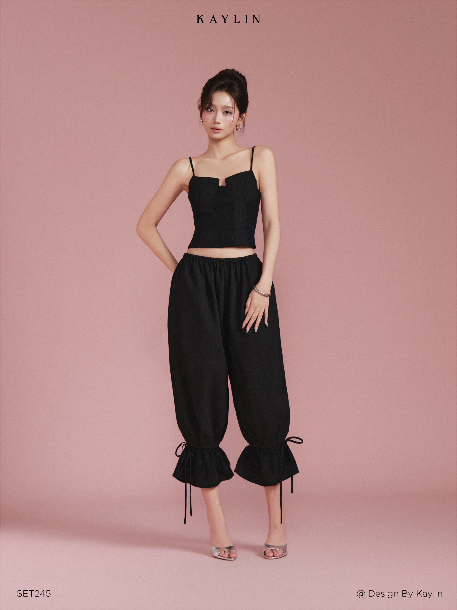 Set Áo Hai Dây Crop & Quần Alibaba Rút Gấu KAYLIN Zella Set