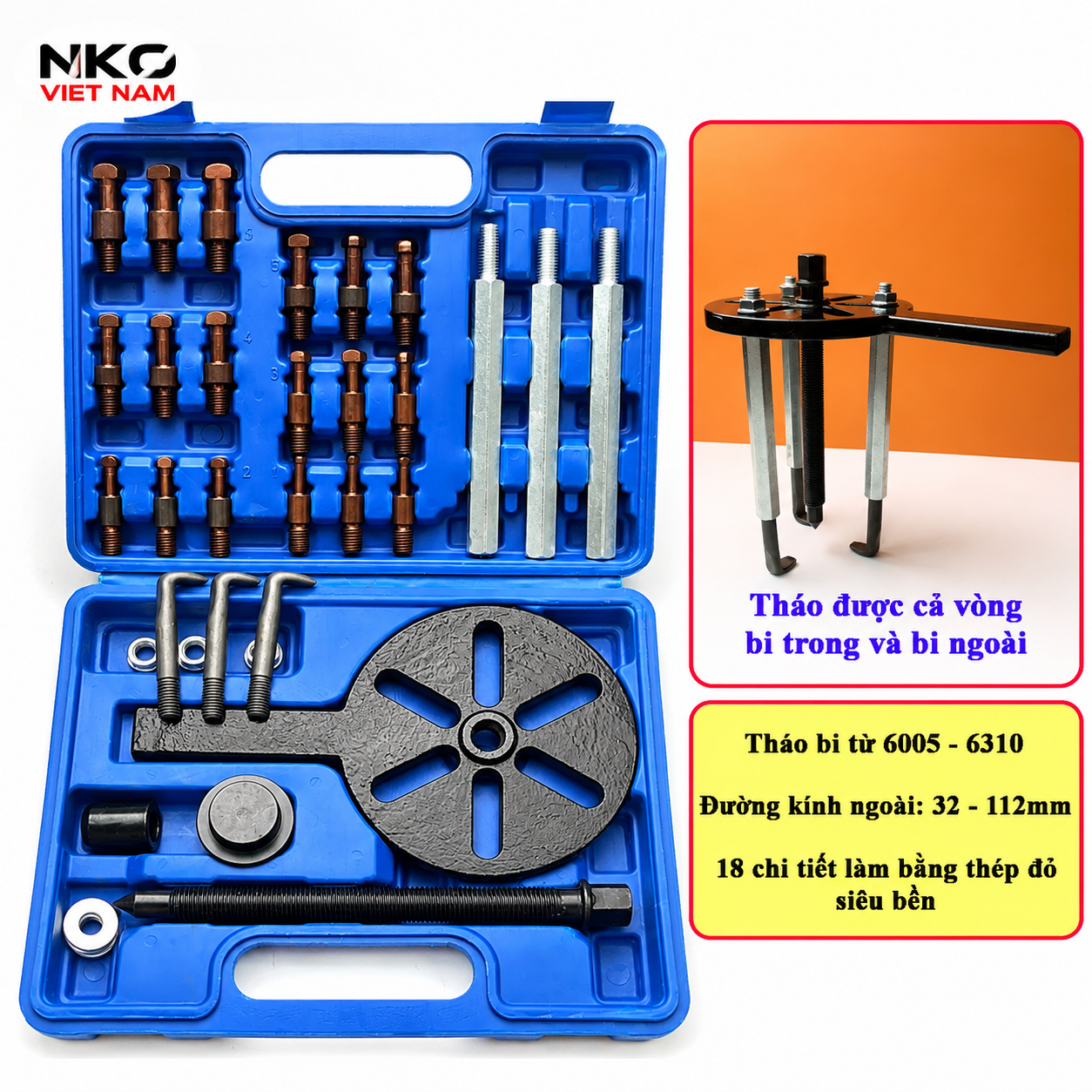 Bộ Cảo Vòng Bi Âm 18 Chi Tiết Thép CR-V 6005–6310