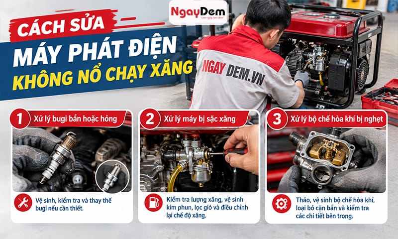 Cách sửa máy phát điện không nổ: chẩn đoán lỗi trong 15 phút