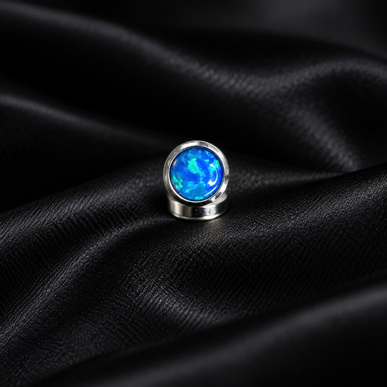 Charm cấy thép y tế opal xanh size 5 thân 1.6