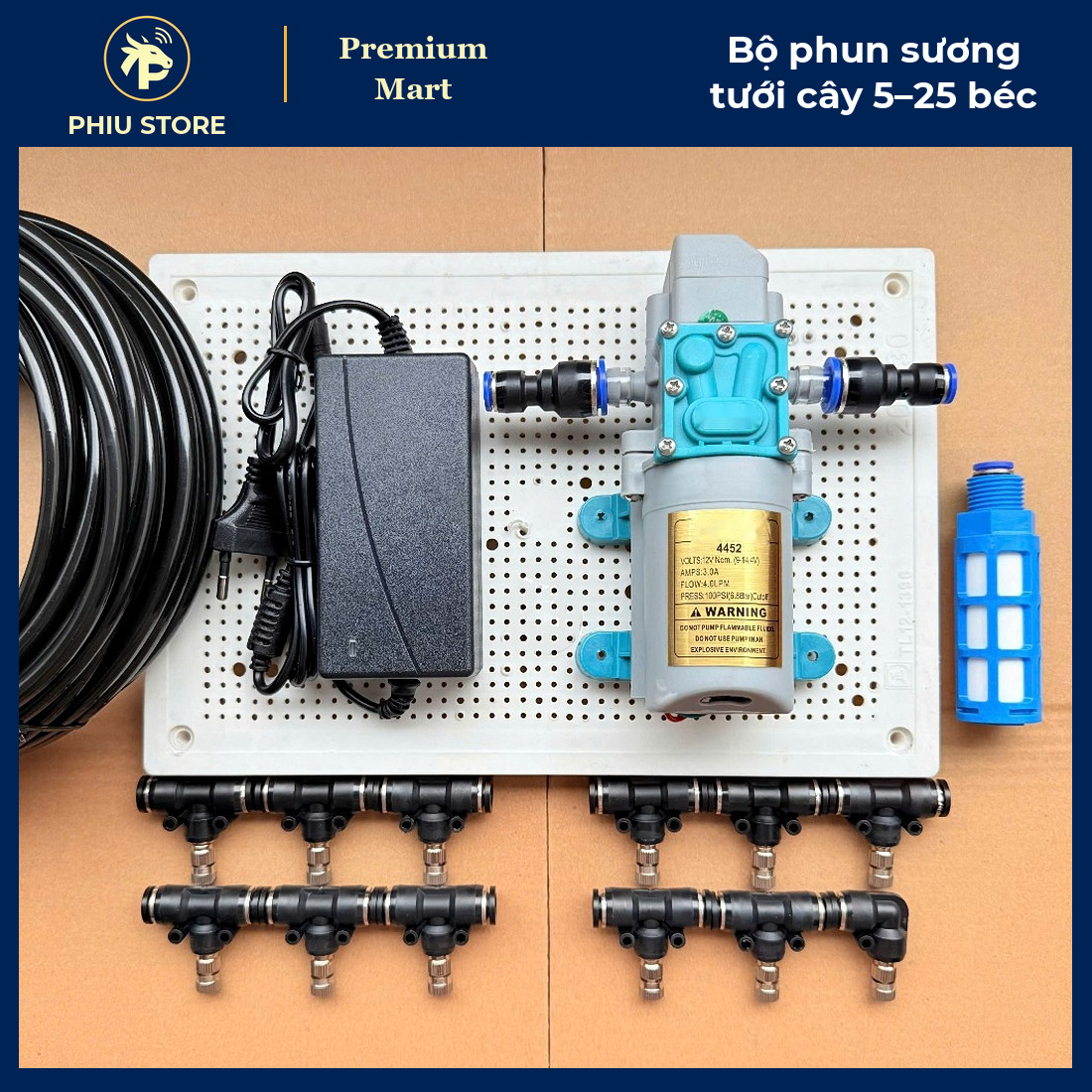 Bộ Phun Sương Làm Mát Tưới Cây Bơm 12V 5–25 Béc Inox, Có Bản Ổ Cắm Wifi Điều Khiển Từ Xa Hẹn Giờ - PHIU STORE_thumbnail_3