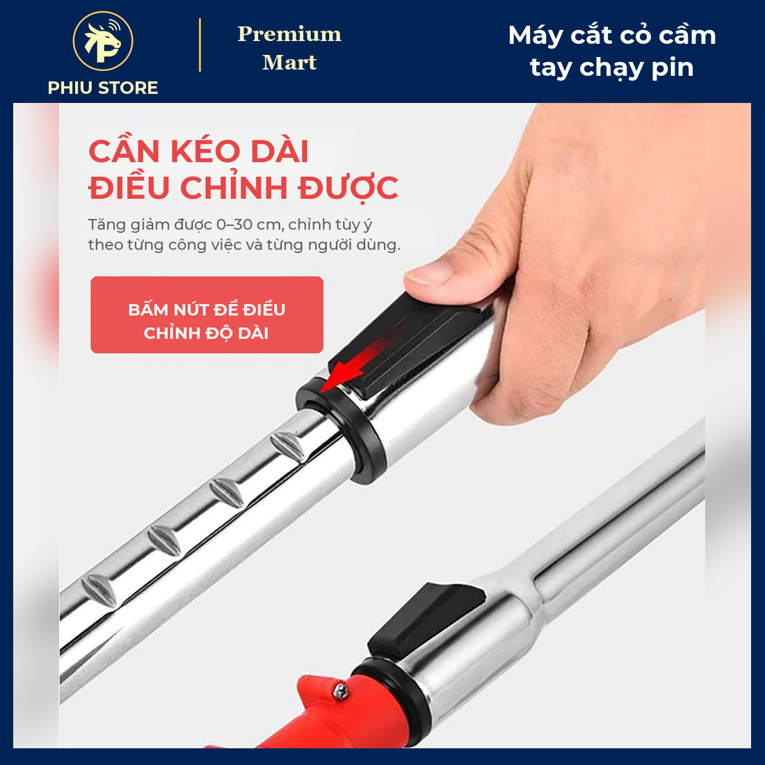 Máy Cắt Cỏ Cầm Tay Chạy Pin Không Dây Kèm 8 Lưỡi Cắt, Cần Kéo Dài 0–30 cm - Cắt Cỏ, Tỉa Bụi, Vườn Nhà - PHIU STORE_thumbnail_3