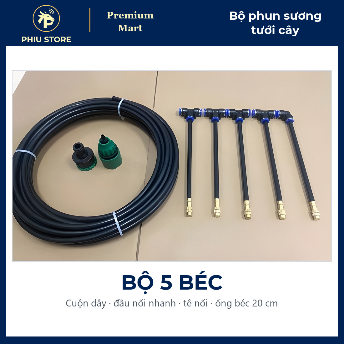 Bộ Phun Sương Tưới Cây 5–20 Béc Chỉnh Hướng, Ống Uốn Cong 20 cm, Dây PE 8 mm - Vườn, Ban Công, Sân Thượng - PHIU STORE_thumbnail_1