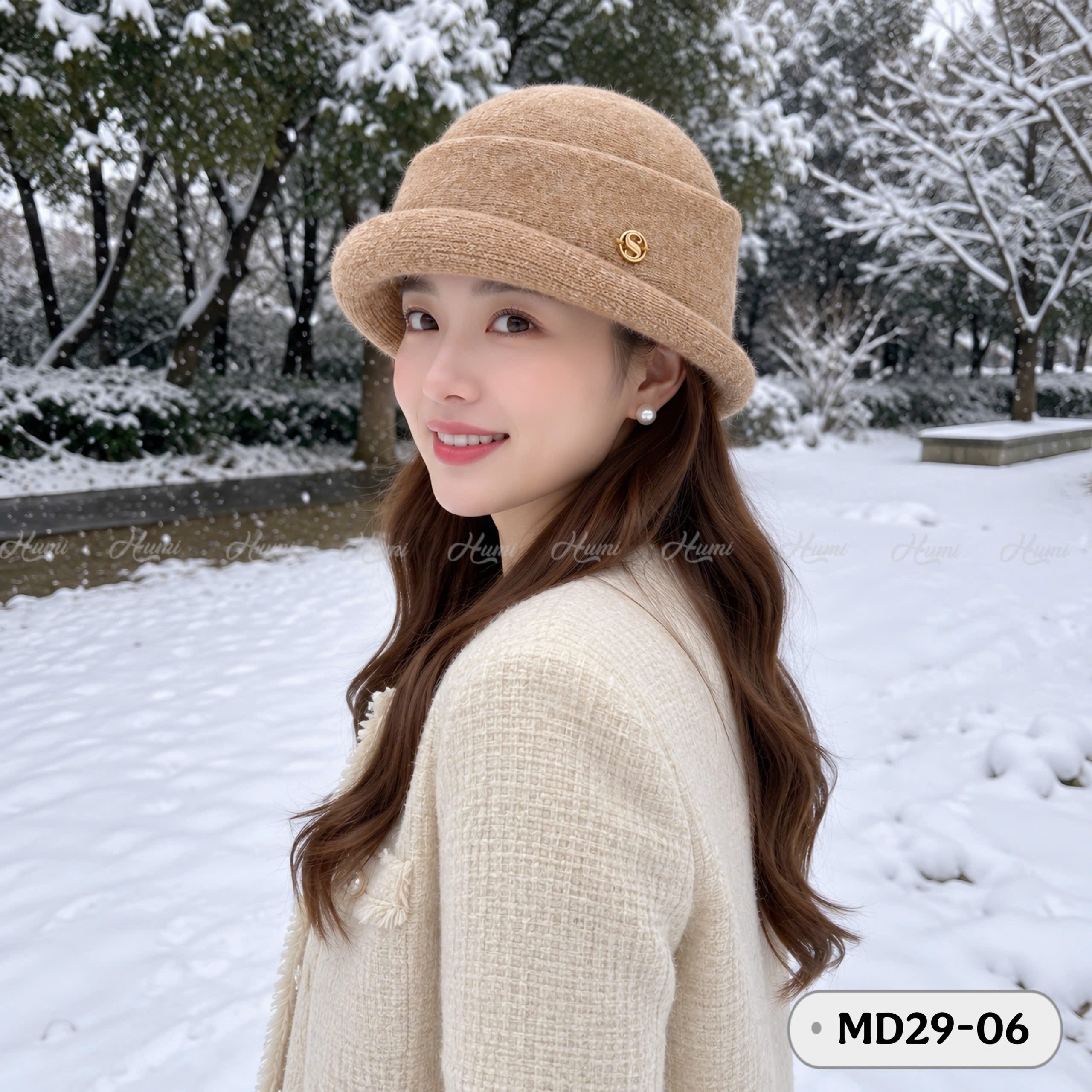 MŨ HEPBURN LEN CHO NỮ (MD29-06 NÂU)