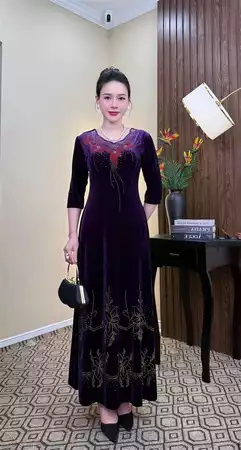 Đầm dáng dài họa tiết hoa A814_thumbnail_4