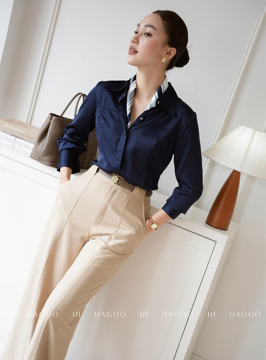 Straight leg pants with matching pants