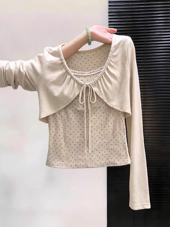 Lucas - Set áo thun hoa nhí + áo khoác buộc lơ dáng lửng ôm viền ngực_thumbnail_0