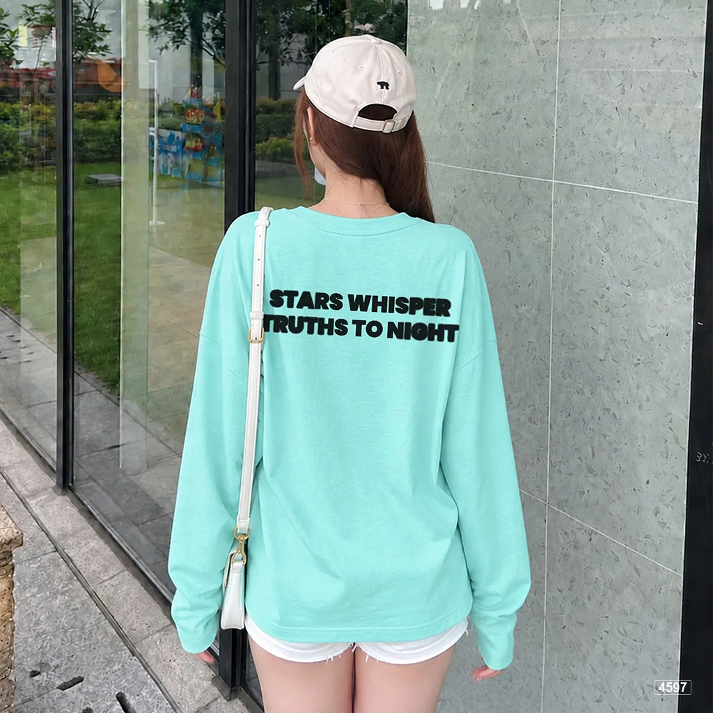 Áo thun nữ boxy tay dài cotton xước Miucho phong cách tối giản Hàn Quốc 4597_thumbnail_5