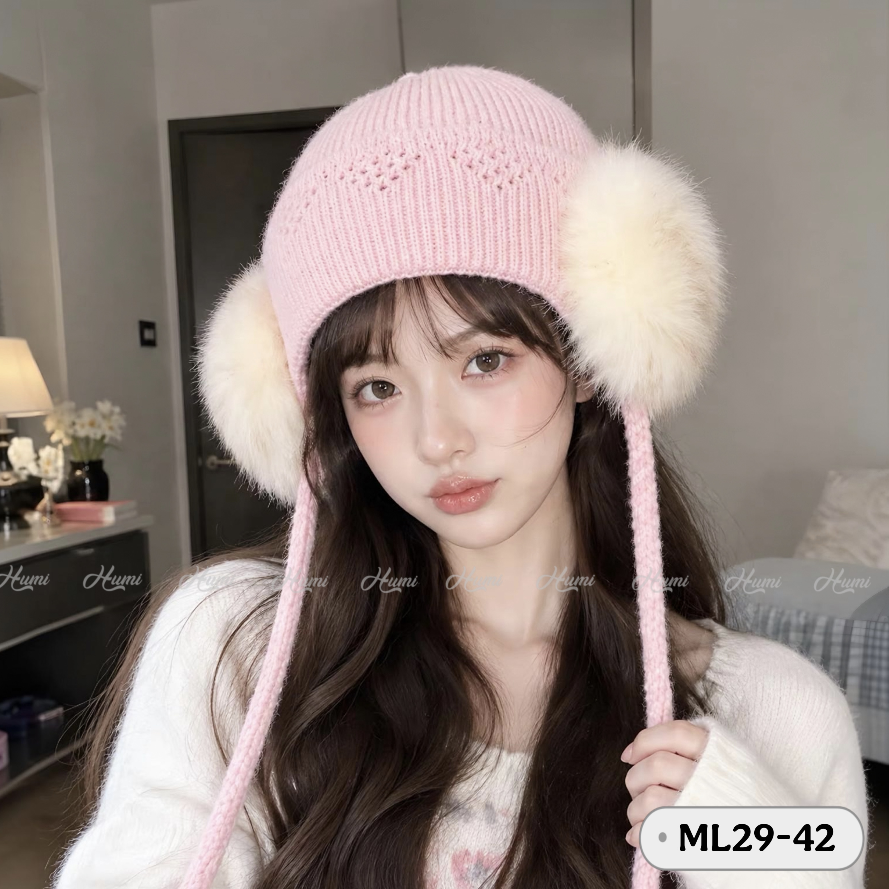 MŨ LEN CHỤP TAI NỮ (ML29-41 HỒNG)