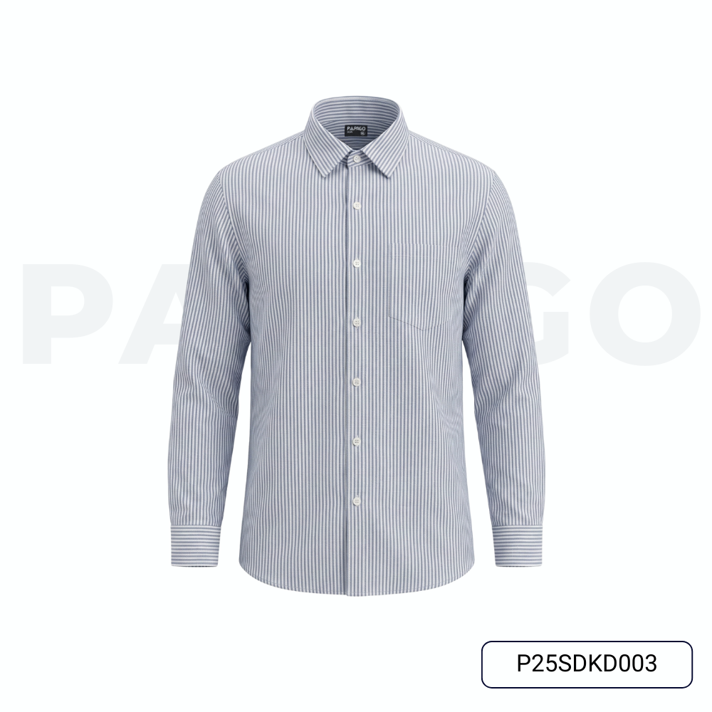 Áo sơ mi nam Trung niên tay dài chất liệu Oxford sọc cao cấp - P25SDKD003