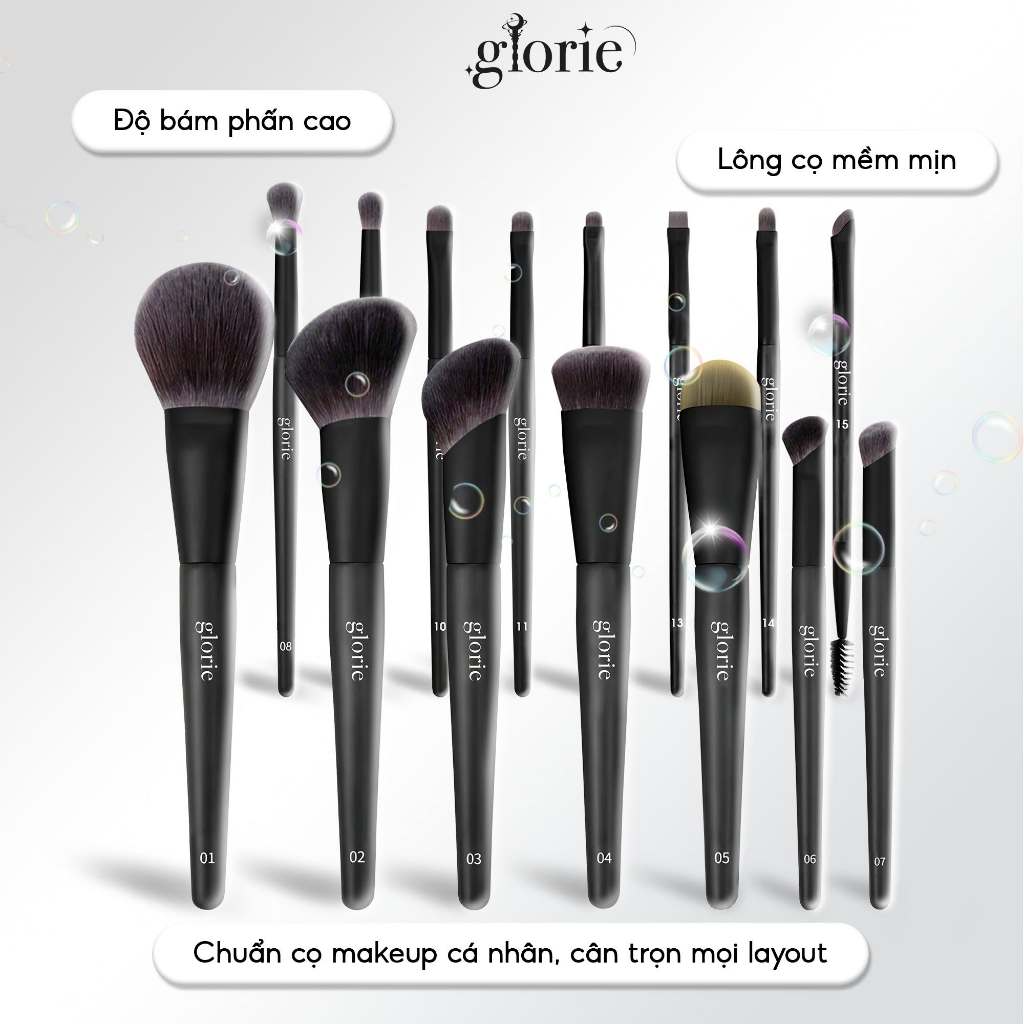 [GLORIE] Bộ cọ trang điểm 15 cây Glorie The Velvet Noir Collection